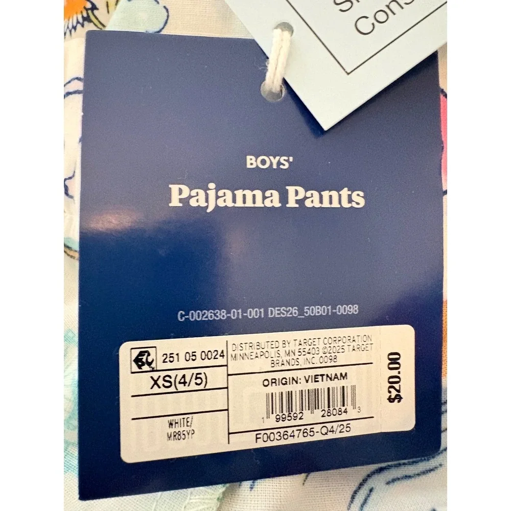 Roller Rabbit Target Boys Pajama‎ Pants White Road Trip Safari Print XS 4/5 NWT